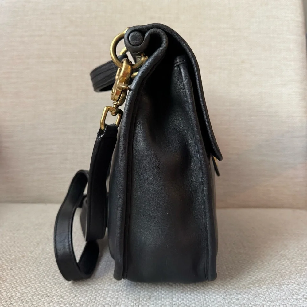 Vintage Coach Willis Bag Black Leather Crossbody Top Handle 9927 - Picture 4 of 9